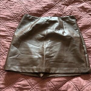 Abercrombie & Fitch Vegan Leather Skort in Brown